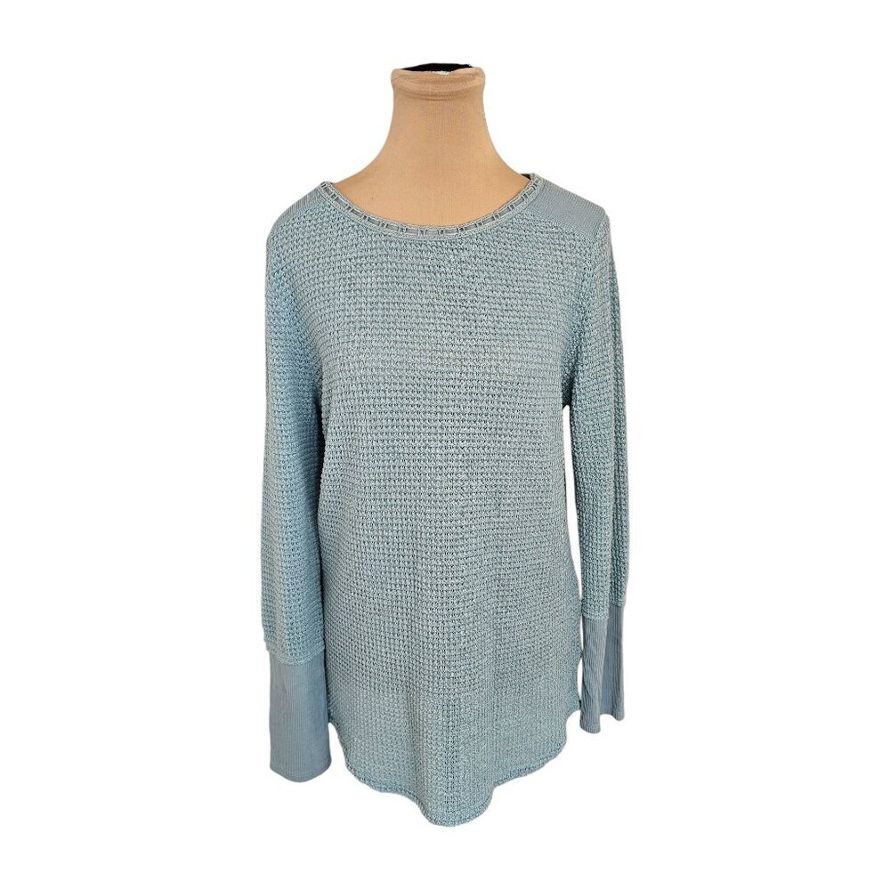 Sundance Light Blue Waffle Knit Long Sleeve Sz M